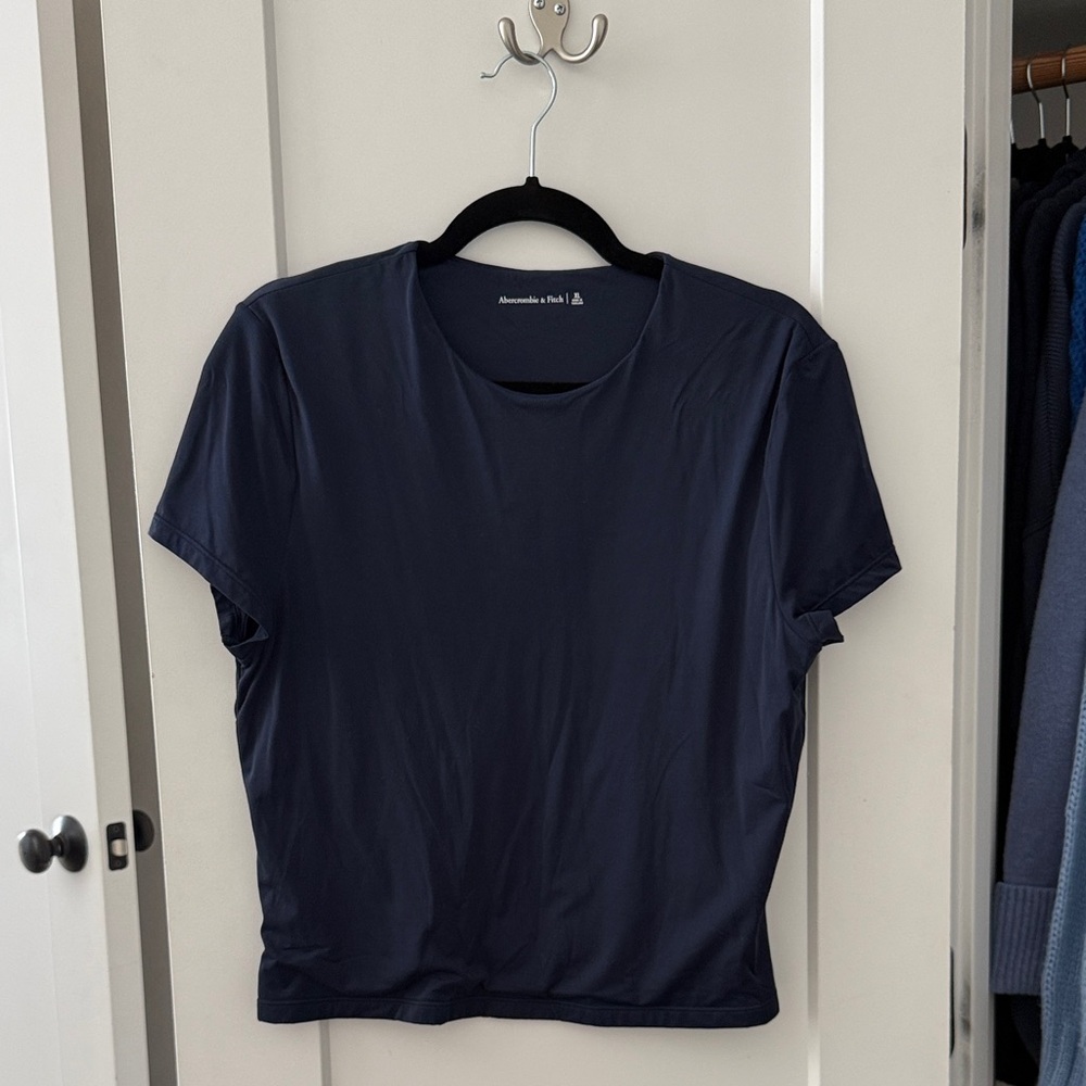 Abercrombie & Fitch Navy Blue Seamless Matte Baby Tee